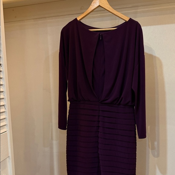 Adrianna Papell Deep Purple Long Sleeve Dress - Picture 5 of 9
